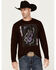 Image #1 - Moonshine Spirit Men's Skully Graphic Long Sleeve T-Shirt, Burgundy, hi-res