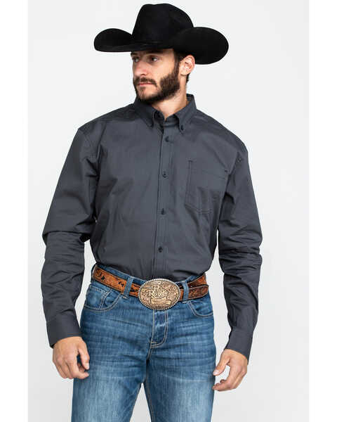 Cody James Core Men's Burton Geo Print Long Sleeve Western Shirt , Grey, hi-res