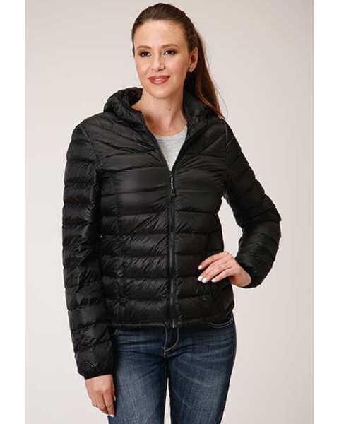 Roper Women's Quilted Puffer Jacket, Black, hi-res