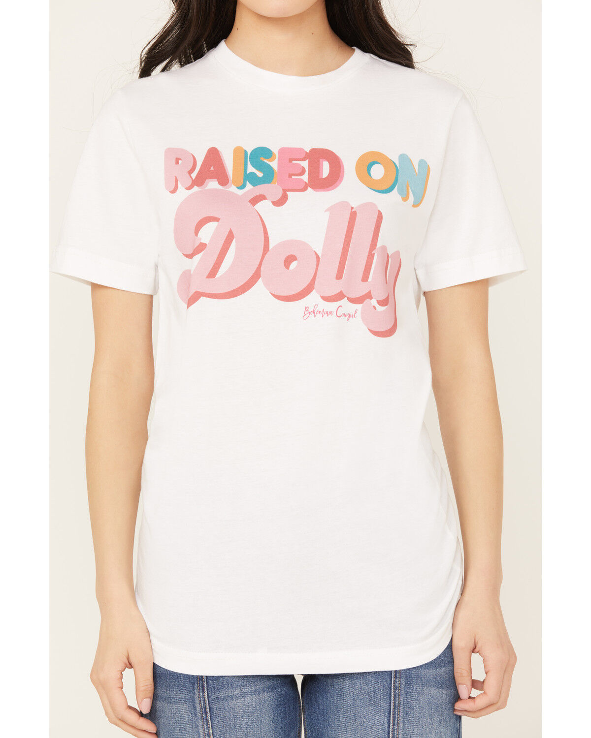 Image #3 - Bohemian Cowgirl Women's Raised On Dolly Short Sleeve Graphic Tee, White, hi-res