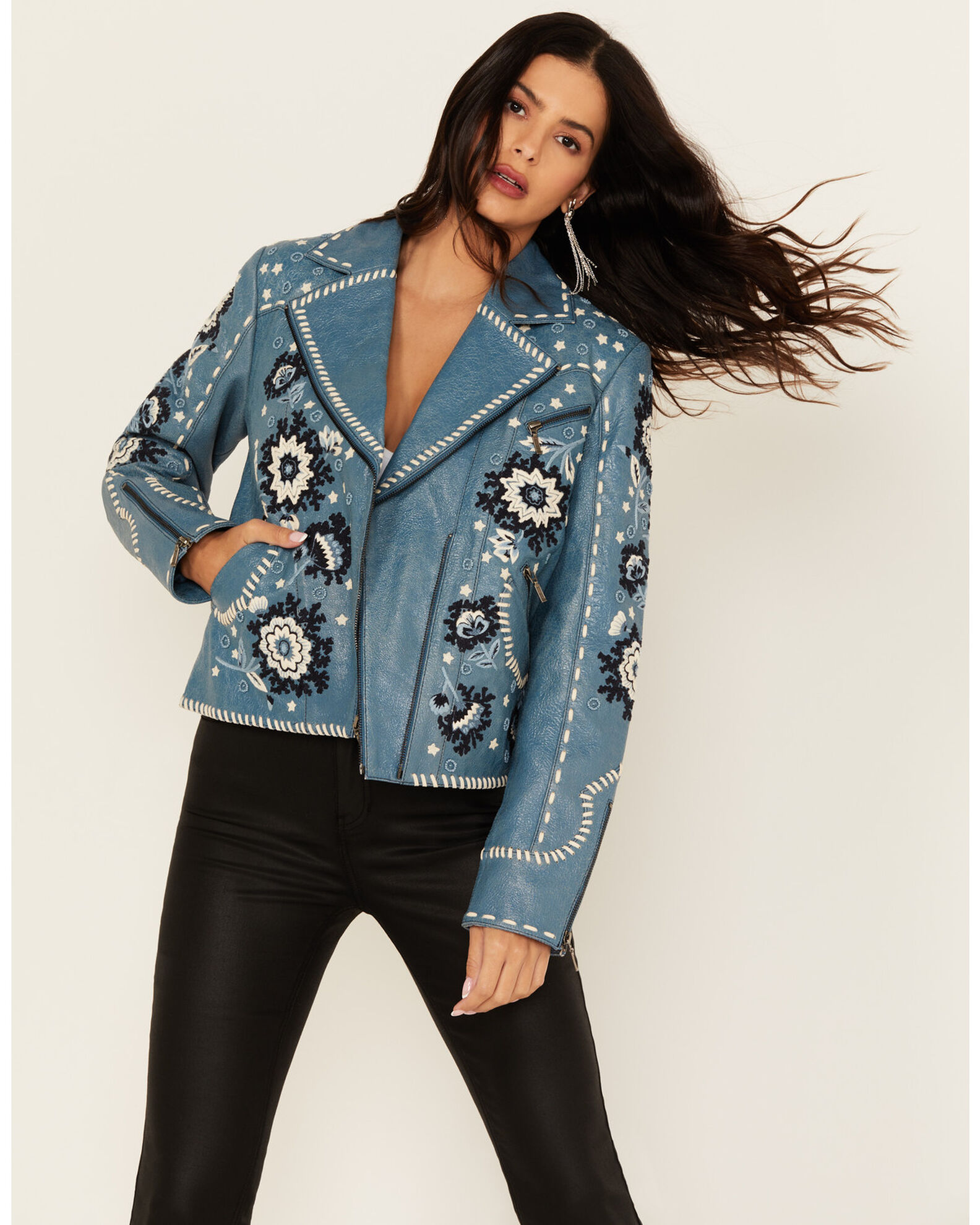 Double D Ranch Women s Floral Leather Jacket Country Outfitter