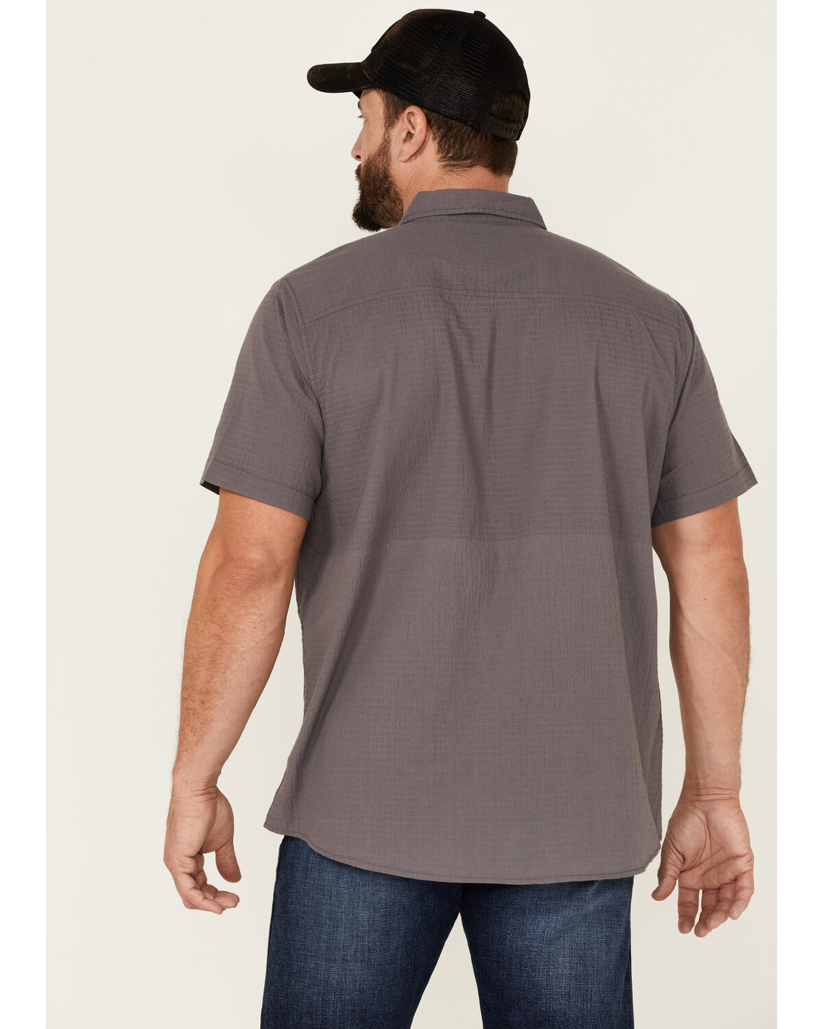 Image #4 - North River Men's Seersucker Short Sleeve Button Down Western Shirt, Grey, hi-res