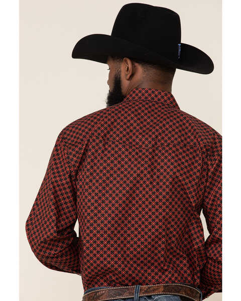 Image #4 - Resistol Men's Red Camden Geo Print Long Sleeve Western Shirt , Red, hi-res