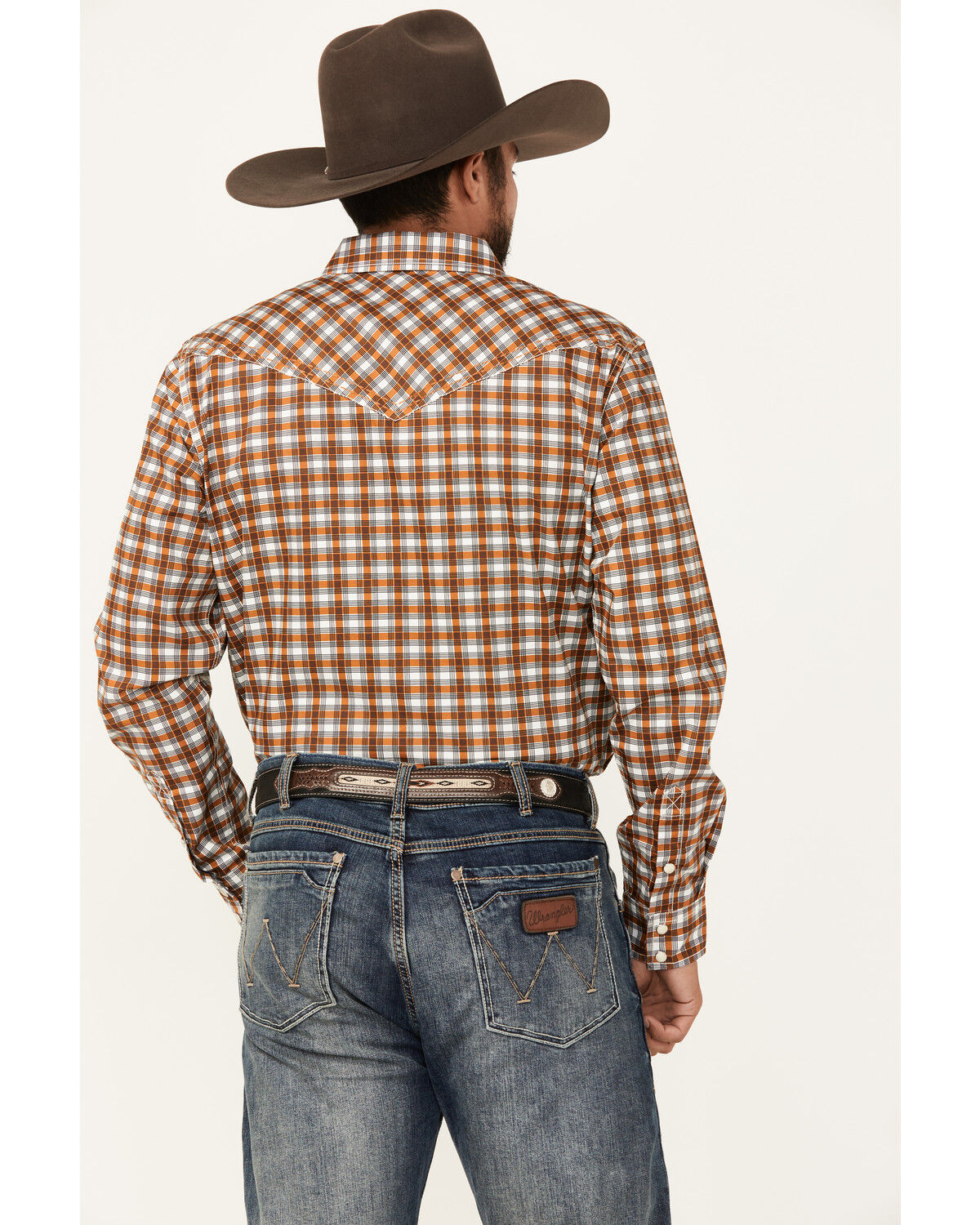 Image #4 - Cody James Men's Reverent Plaid Print Long Sleeve Snap Western Shirt, Rust Copper, hi-res