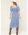 Image #4 - Angie Women's Floral Print Knot Short Sleeve Midi Dress, Blue, hi-res