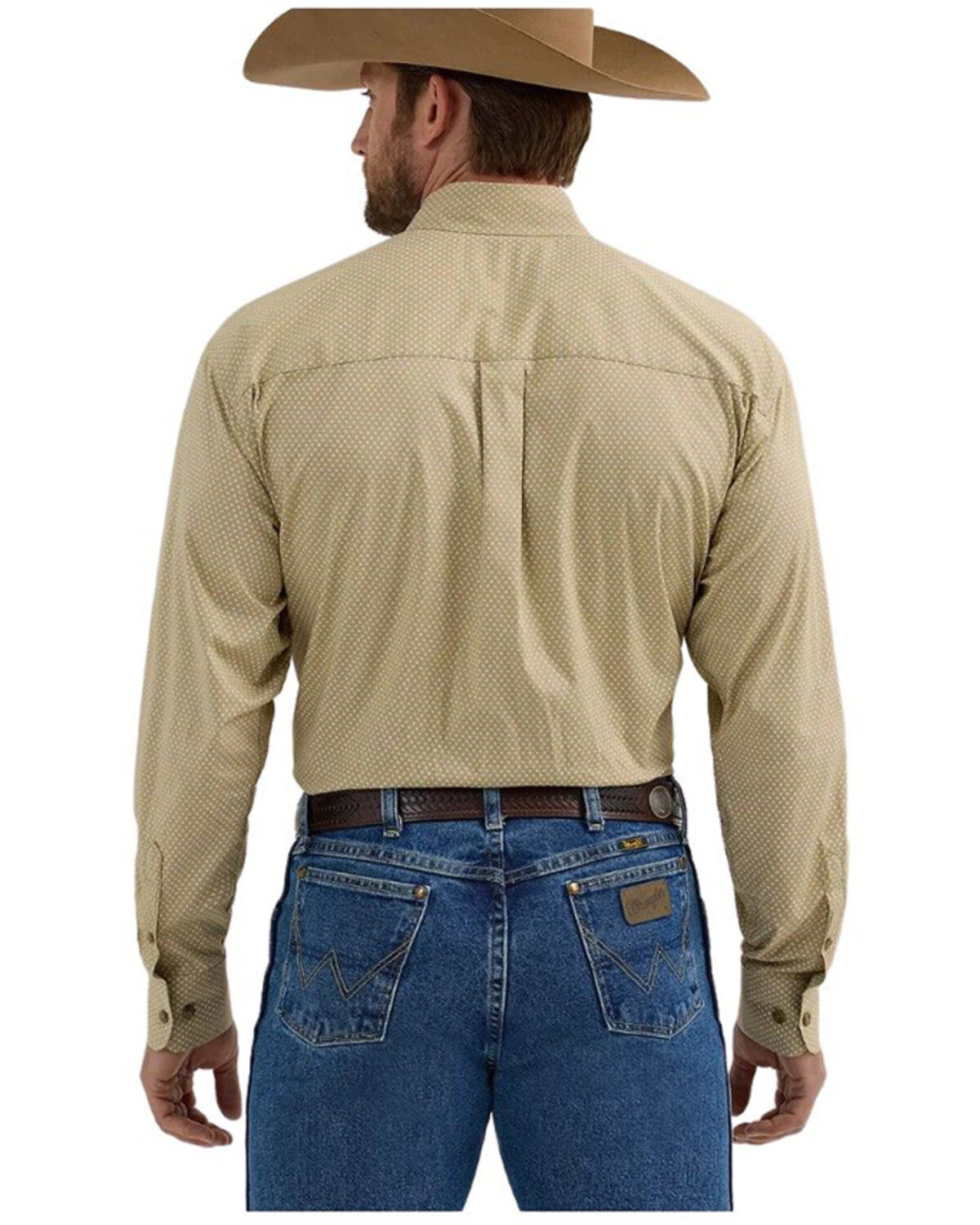 Image #2 - George Strait by Wrangler Men's Printed Long Sleeve Button-Down Stretch Western Shirt - Big, Tan, hi-res