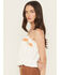 Image #2 - Miss Me Women's Floral Embroidered Cropped Tank Top, White, hi-res
