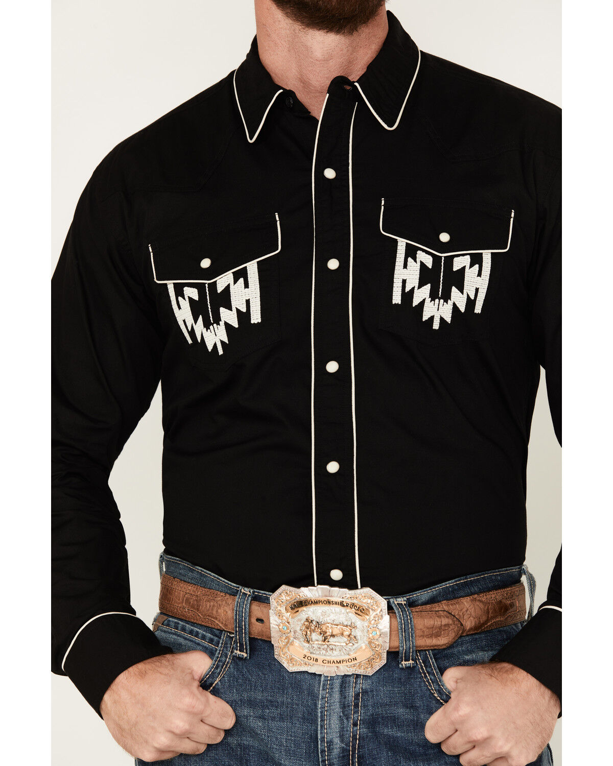 Image #3 - Ariat Men's Chimayo Retro Long Sleeve Pearl Snap Western Shirt, , hi-res