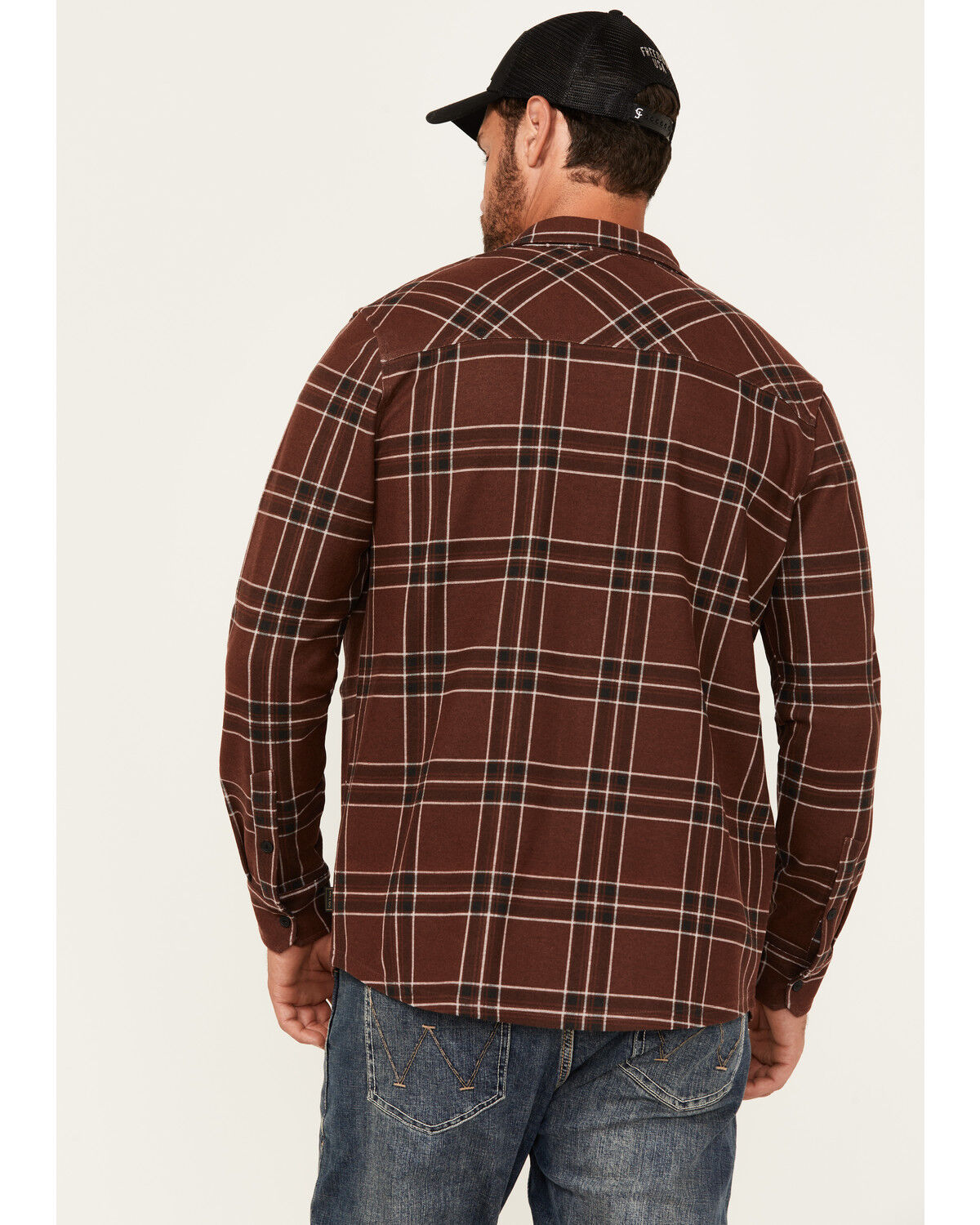 Image #4 - Brothers and Sons Men's Locket Plaid Print Long Sleeve Button-Down Stretch Western Shirt, Wine, hi-res