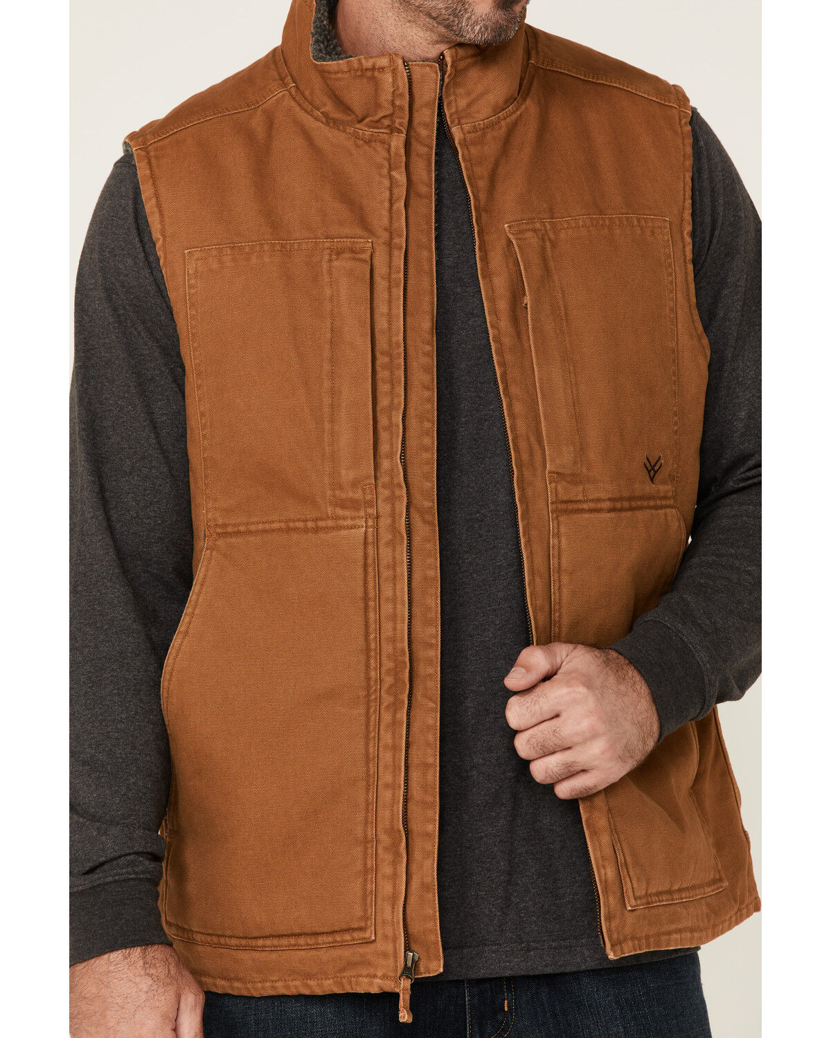 Image #3 - Hawx Men's Rust Copper Browder Weathered Duck Zip-Front Insulated Work Vest, Rust Copper, hi-res