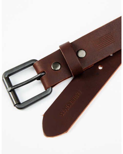 Image #2 - Brothers and Sons Men's Miles City Leather Belt, Brown, hi-res