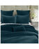 Image #1 - HiEnd Accents Deep Blue Stonewashed Cotton & Velvet 3-Piece King Quilt Set , Dark Blue, hi-res