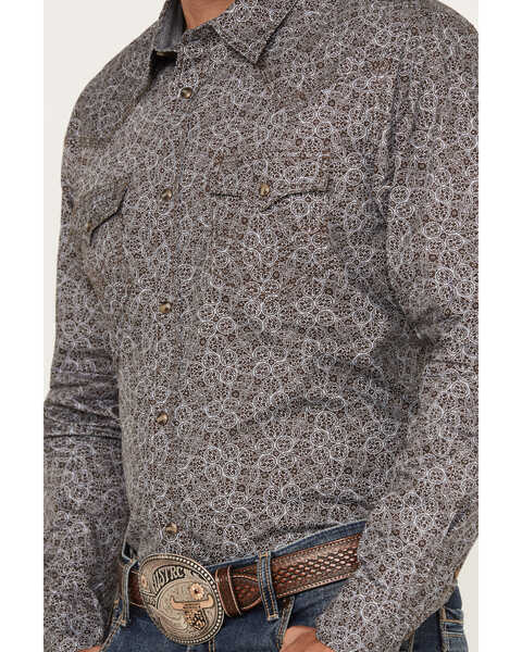 Image #3 - Cody James Men's Down Range Medallion Print Long Sleeve Western Snap Shirt, Dark Brown, hi-res