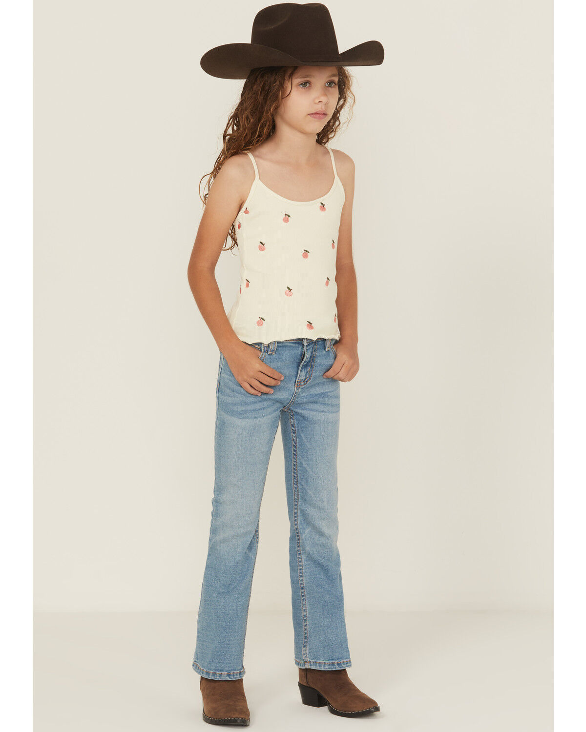 Image #1 - Shyanne Little Girls' Light Wash Shayla Bootcut Stretch Denim Riding Jeans, Light Wash, hi-res