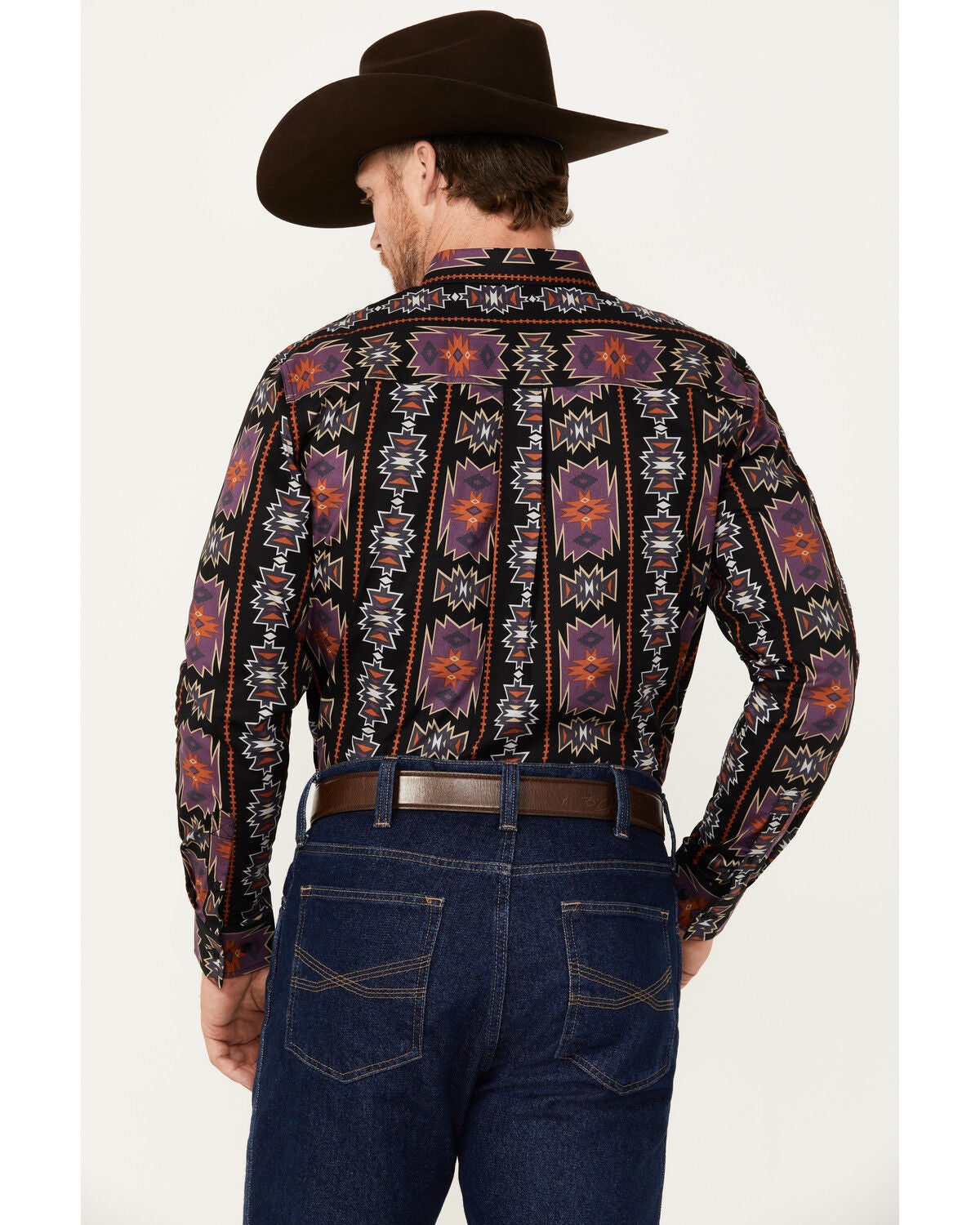 Image #4 - RANK 45&reg; Men's Great Fall Southwestern Print Long Sleeve Button-Down Western Shirt, Black, hi-res