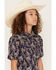 Image #2 - Cody James Boys' Easy Livin Paisley Print Short Sleeve Snap Western Shirt, Navy, hi-res