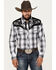 Image #1 - Avalon Men's Embroidered Long Sleeve Snap Western Shirt, White, hi-res