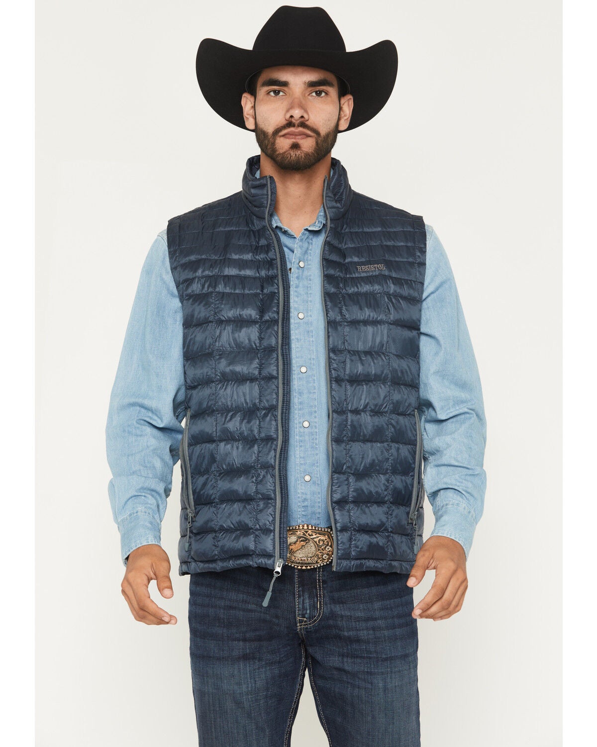 Resistol Men's Cold Bloq Puffer Vest, Blue, hi-res