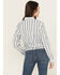 Image #4 - Cleo + Wolf Women's Erica Striped Print Long Sleeve Button-Down Western Shirt, Steel Blue, hi-res