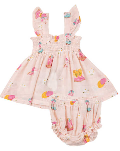 Angel Dear Infant Girls' Boot Print Dress and Diaper Cover Set - 2 Piece, Pink, hi-res