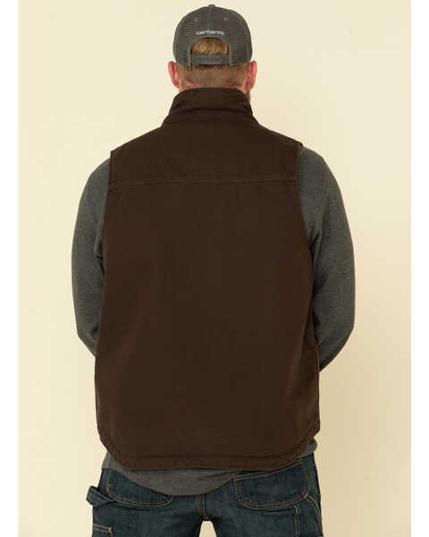 Image #5 - Carhartt Men's Dark Brown Washed Duck Sherpa Lined Mock Neck Work Vest , Dark Brown, hi-res