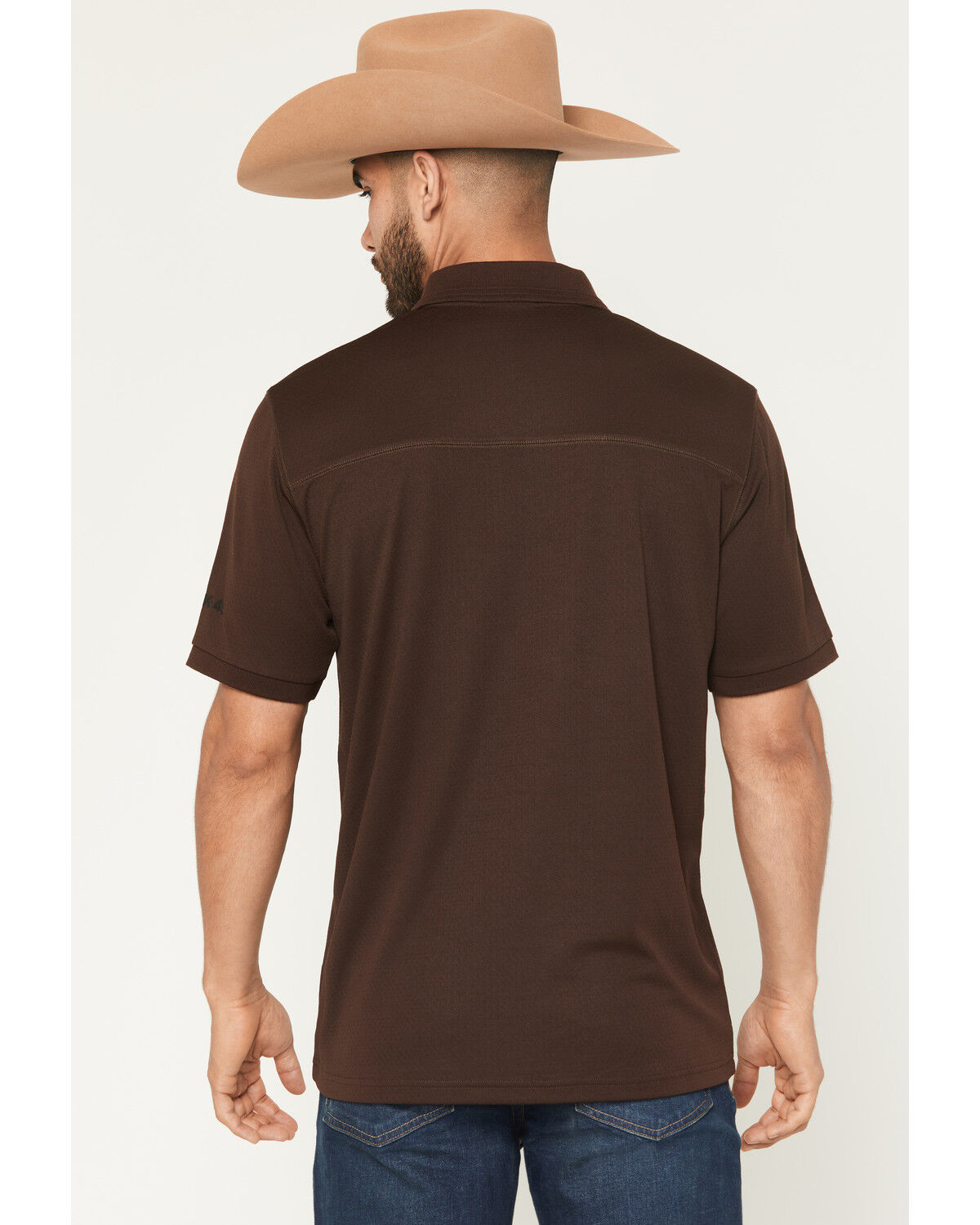 Image #4 - RANK 45® Men's Rigged Solid Zipper Polo, Brown, hi-res