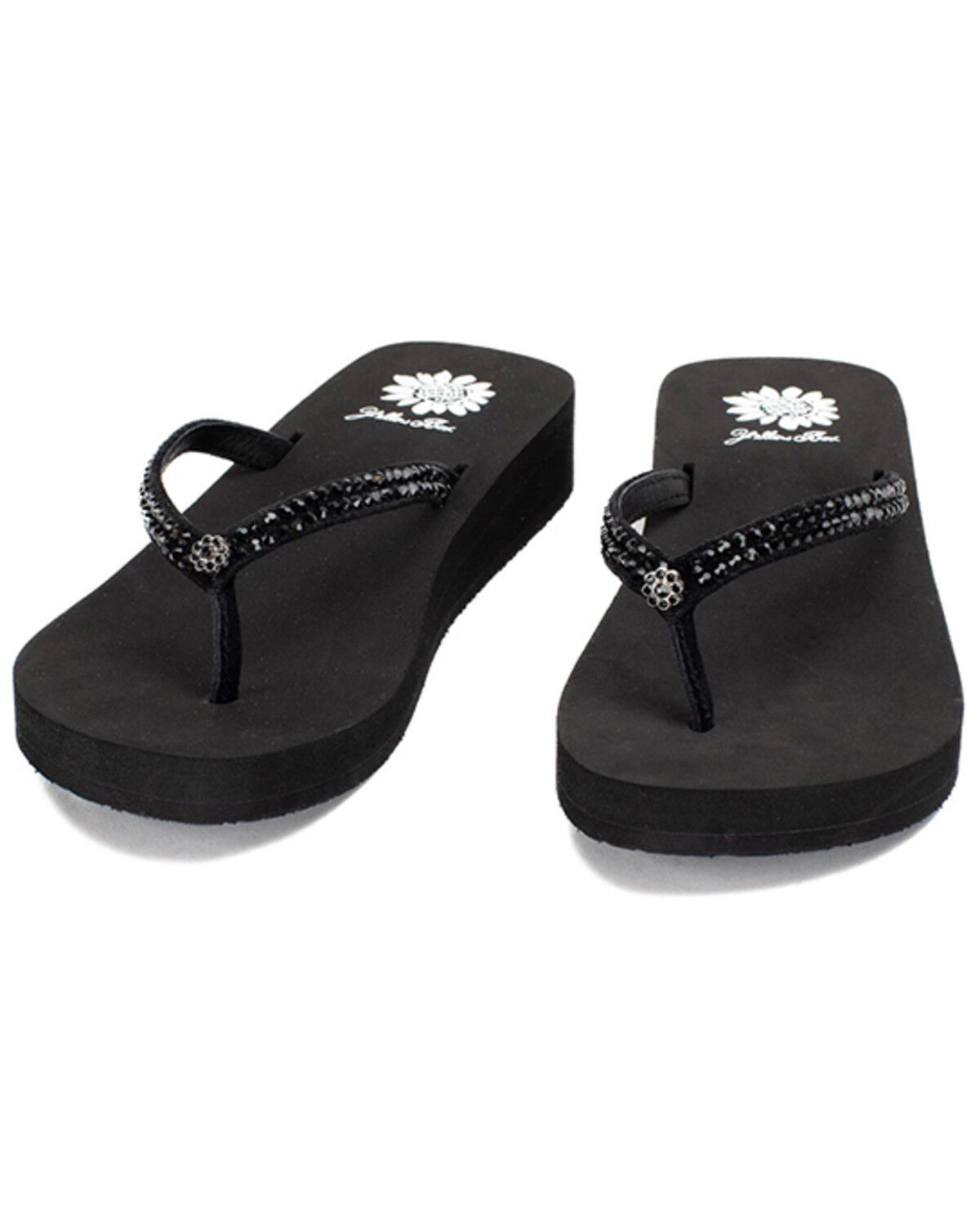 Image #4 - Yellow Box Women's Jello Rhinestone Sandals, Black, hi-res