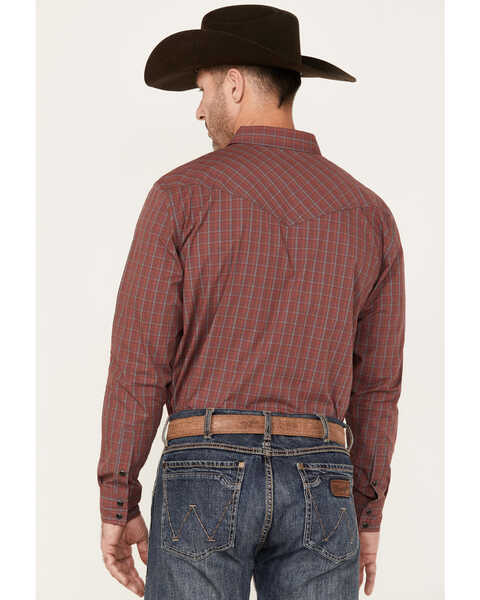 Image #4 - Cody James Men's Fire Mountain Long Sleeve Plaid Print Snap Western Shirt, Red, hi-res