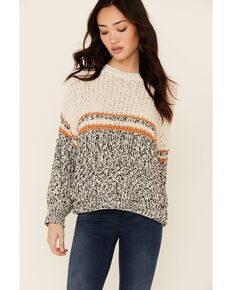 Hem & Thread Women's Ivory Colorbock Sweater , Ivory, hi-res