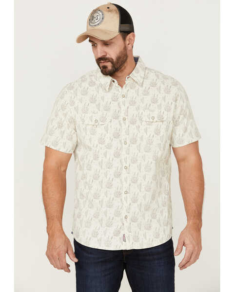 Image #1 - Flag & Anthem Men's Tempe Cactus Print Short Sleeve Snap Western Shirt , Cream, hi-res