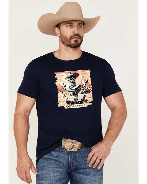 Cody James Men's Cactus Player Navy Graphic Short Sleeve T-Shirt , Navy, hi-res