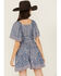 Image #4 - Angie Women's Border Print Knot Front Mini Dress, Blue, hi-res