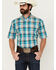 Image #1 - Roper Men's Amarillo Large Plaid Print Short Sleeve Button-Down Western Shirt, Turquoise, hi-res