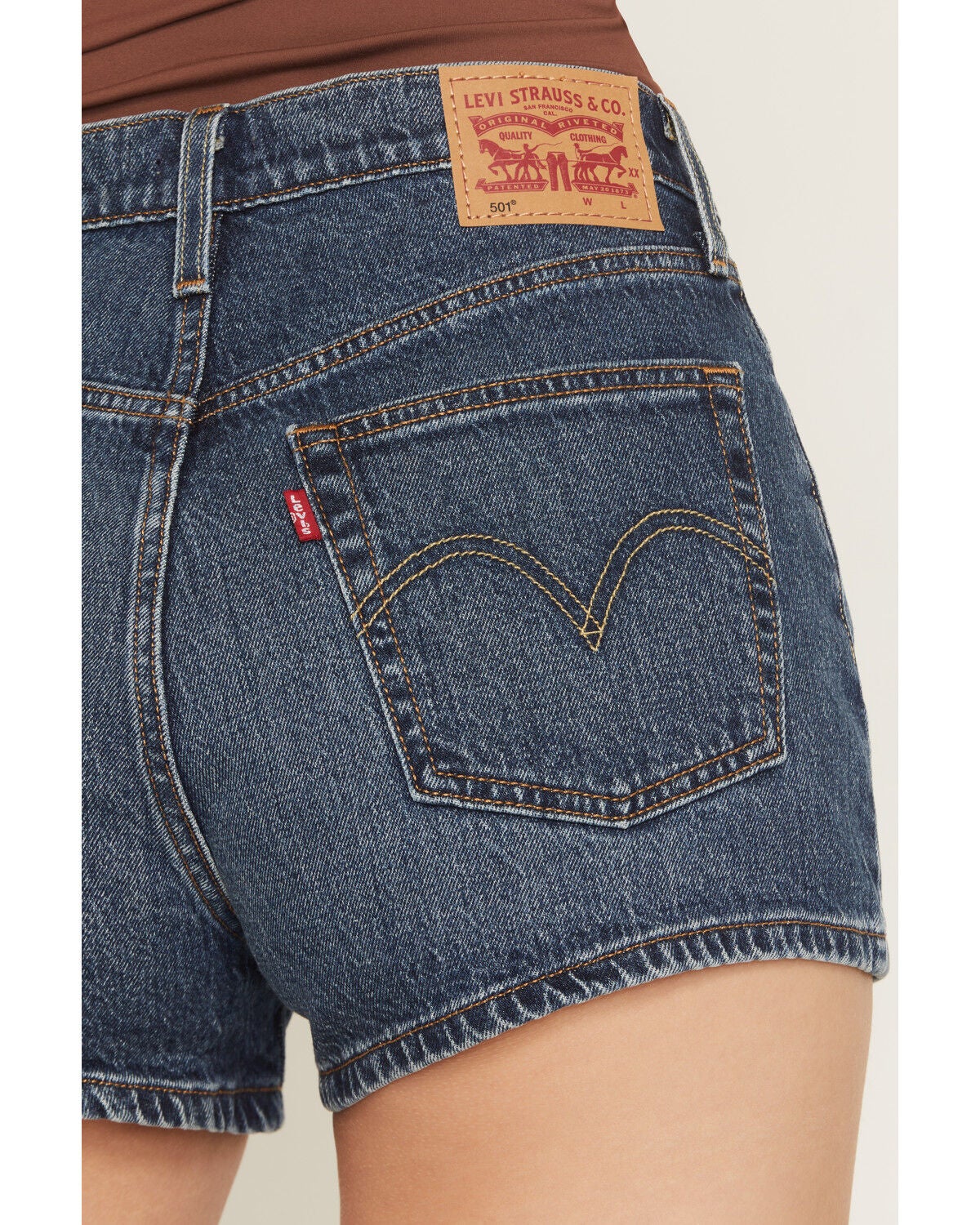 Image #4 - Levi's Women's 501&reg; Original Bottom Place Dark Wash High Rise Stretch Denim Shorts, Dark Wash, hi-res