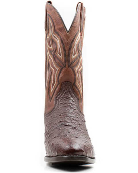 Image #3 - Dan Post Men's 12" Hand Ostrich Quill Exotic Western Boots - Medium Toe, Brown, hi-res