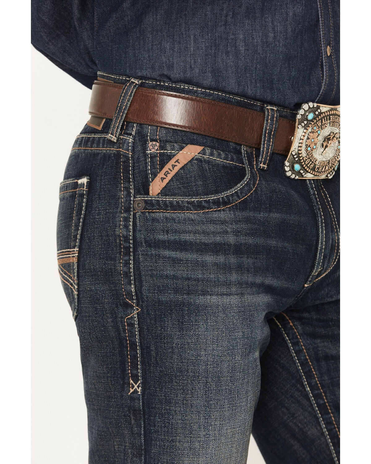 Image #2 - Ariat Men's M5 Bart Keith Dark Wash Mid Rise Straight Rigid Denim Jeans, Dark Wash, hi-res