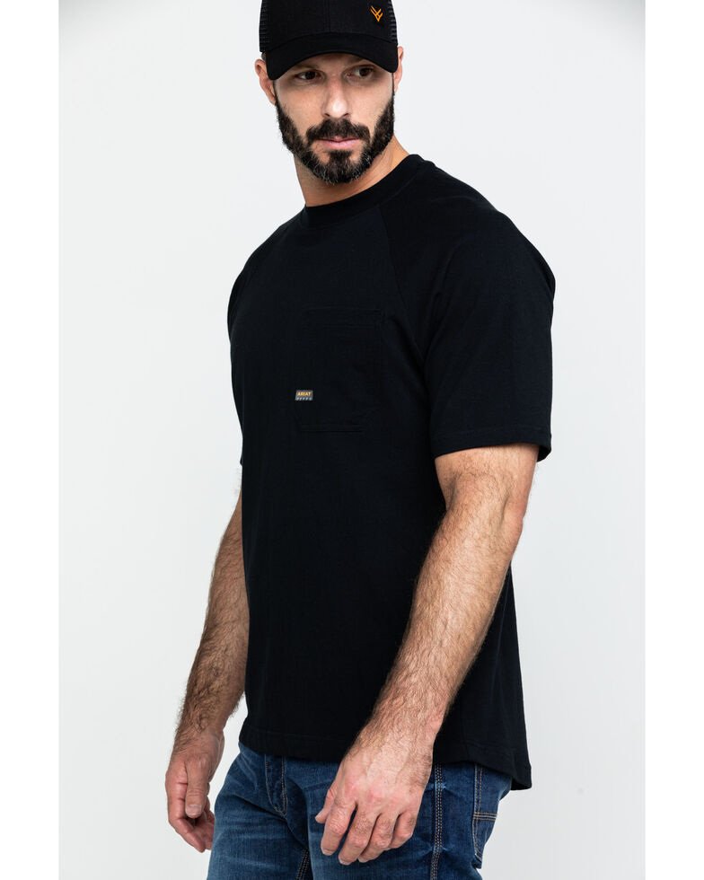 Ariat Men's Rebar Cotton Strong Short Sleeve Logo Crew T-Shirt, Black, hi-res