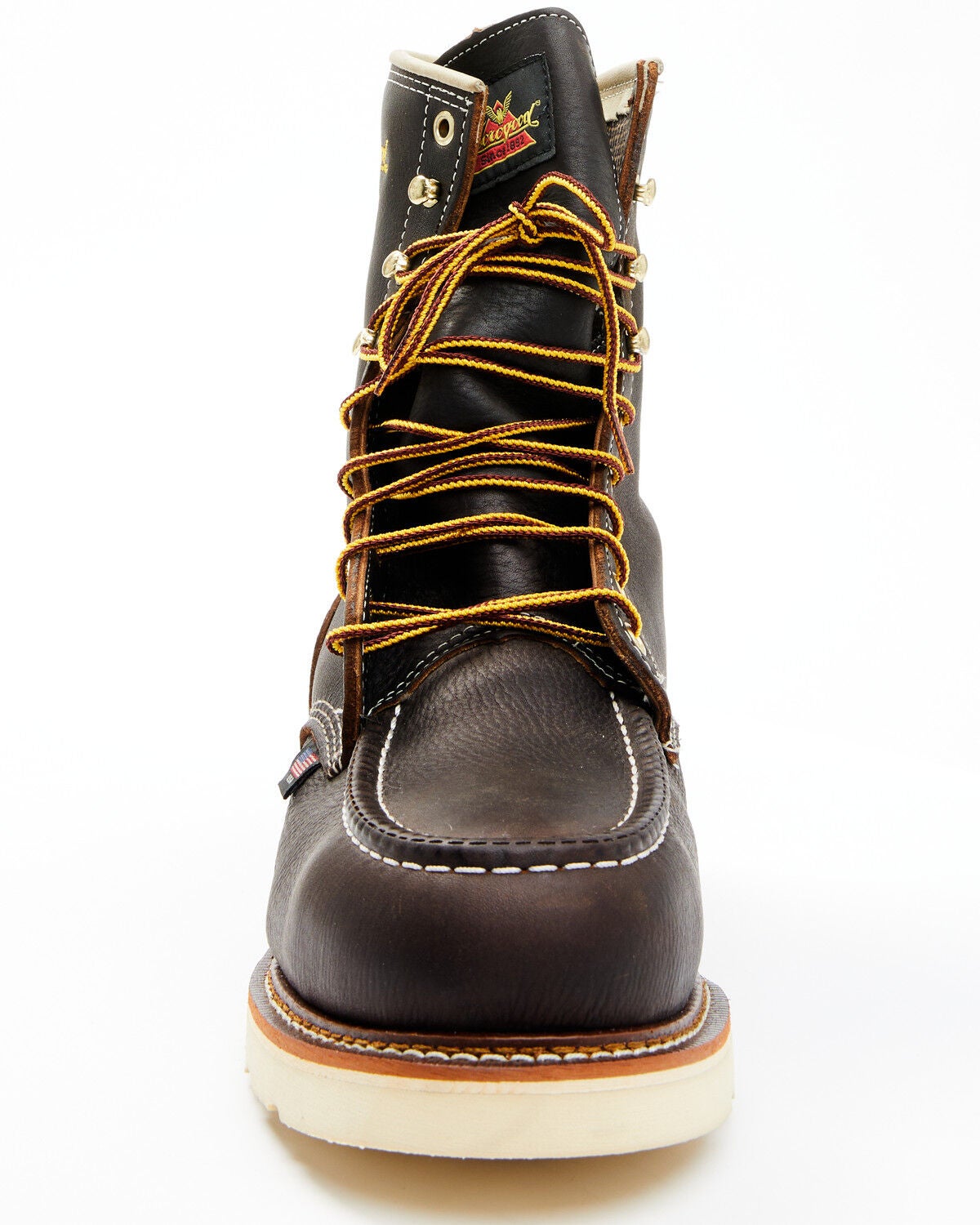 Image #4 - Thorogood Men's 8" Waterproof American Heritage Moc Work Boots - Steel Toe, Brown, hi-res