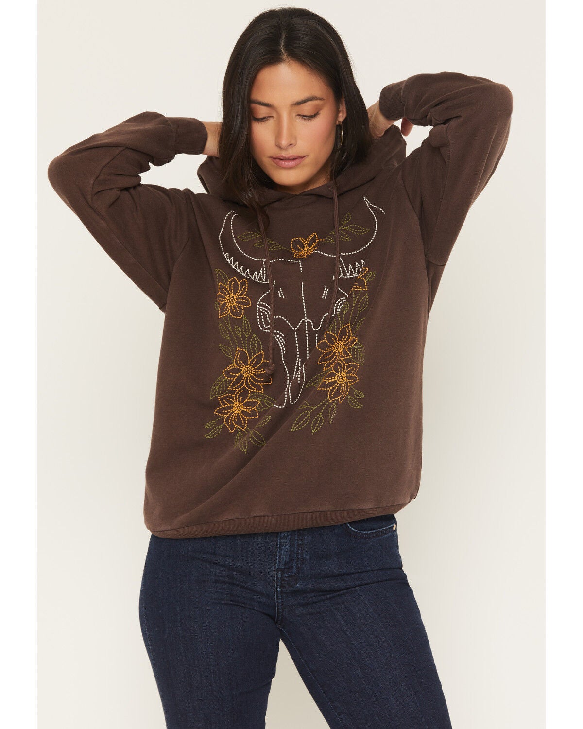 Image #1 - Youth in Revolt Women's Steer Hoodie, Brown, hi-res