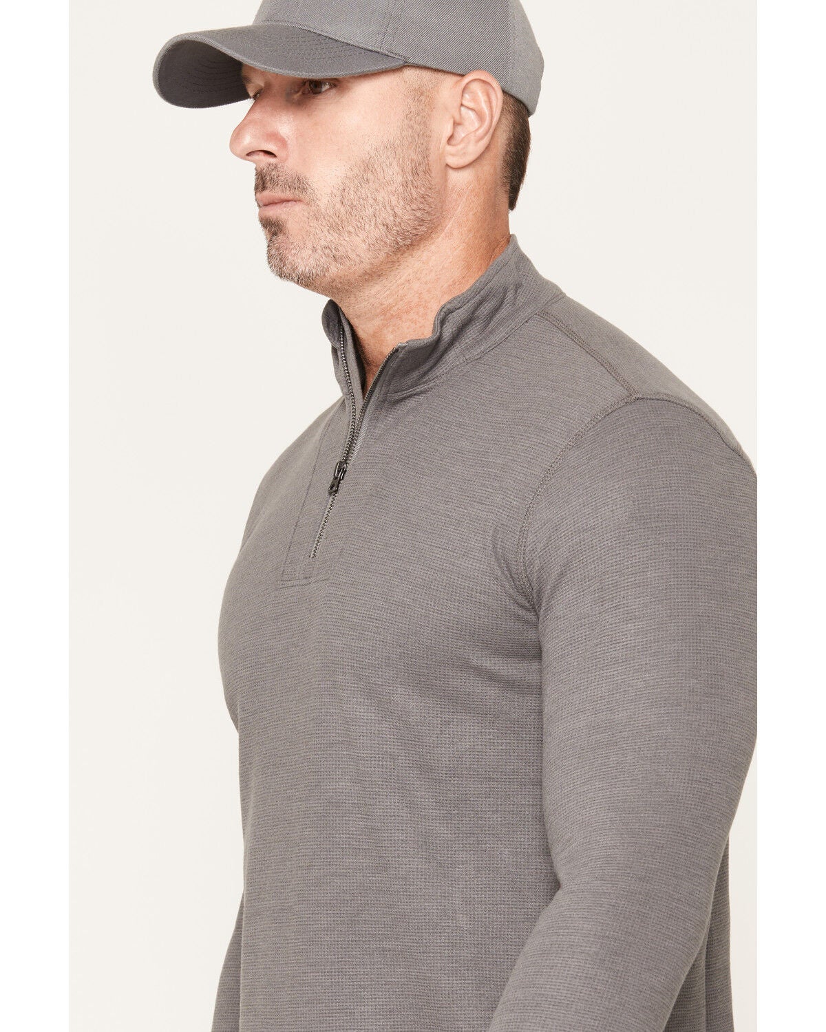 Image #2 - Cody James Men's FR Wynn Waffle Knit 1/4 Zip Long Sleeve Shirt, Grey, hi-res