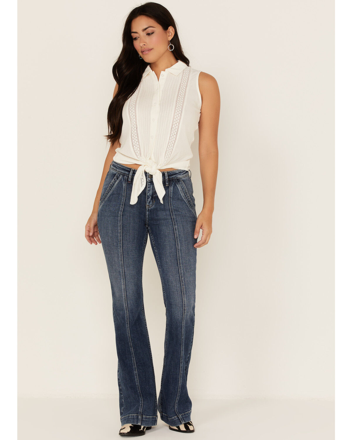 Image #2 - Idyllwind Women's Barewood Lace Button Front Top, White, hi-res