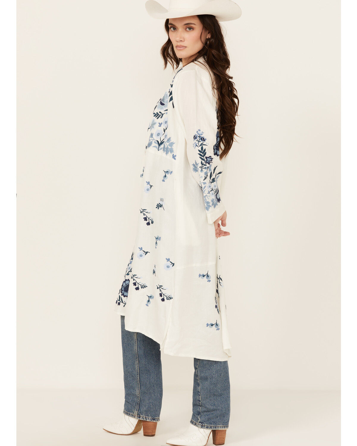 Image #2 - Johnny Was Women's Floral Embroidered Long Sleeve Kimono, White, hi-res