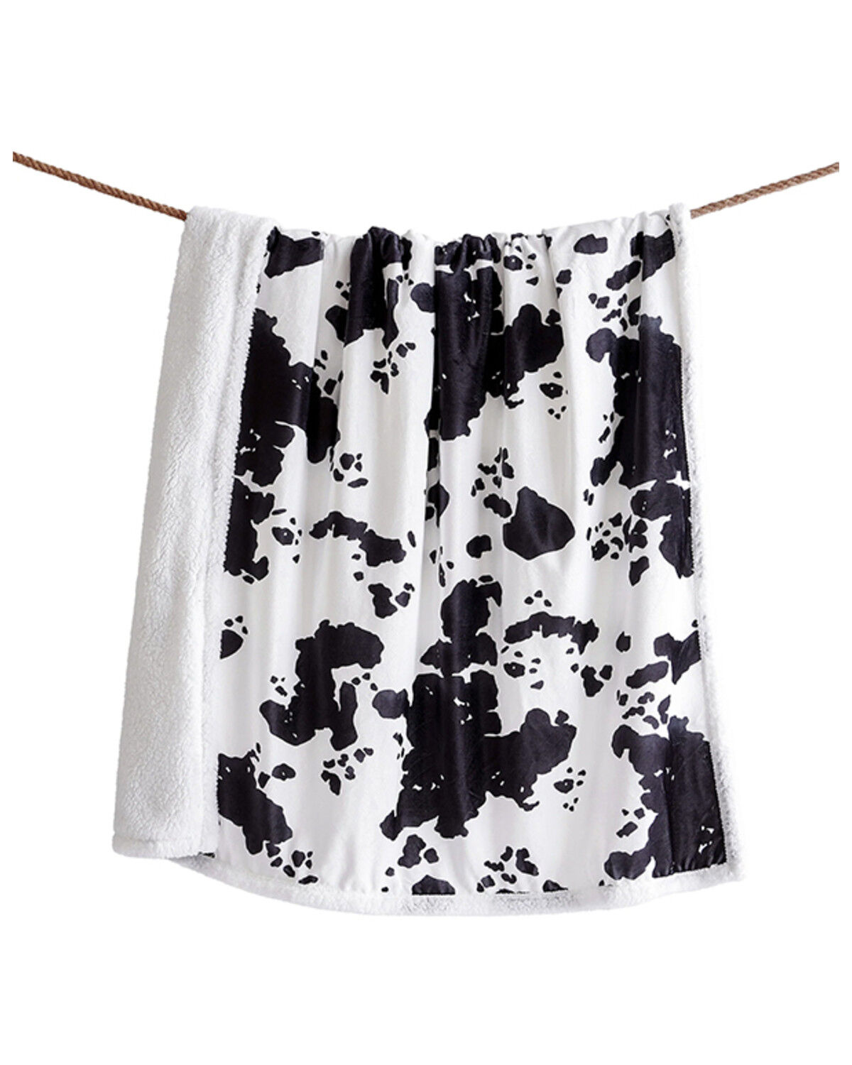 Image #2 - HiEnd Accents Elsa Cowhide Campfire Sherpa Throw, Black, hi-res