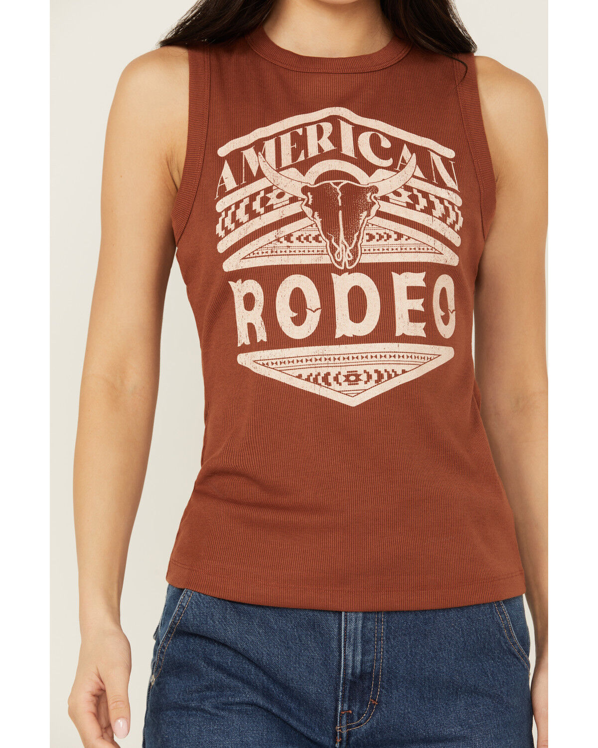 Image #3 - Shyanne Women's American Rodeo Ribbed Tank Top, Lt Brown, hi-res