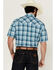 Image #4 - Wrangler Retro Men's Plaid Print Short Sleeve Snap Western Shirt, Turquoise, hi-res