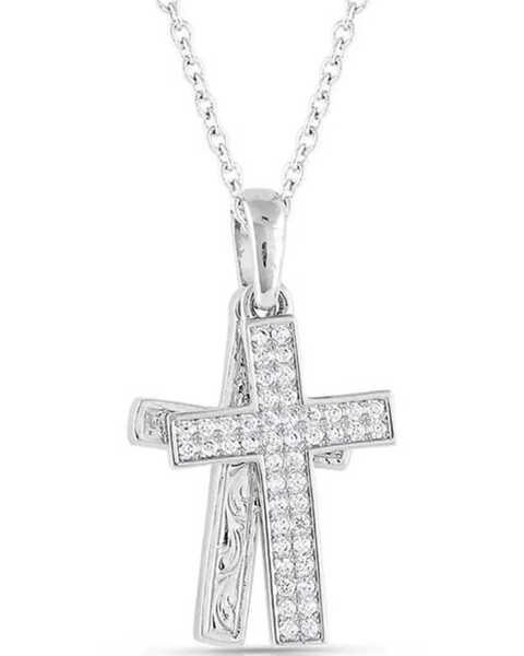 Montana Silversmiths Women's Country Charm Cross Necklace, Silver, hi-res