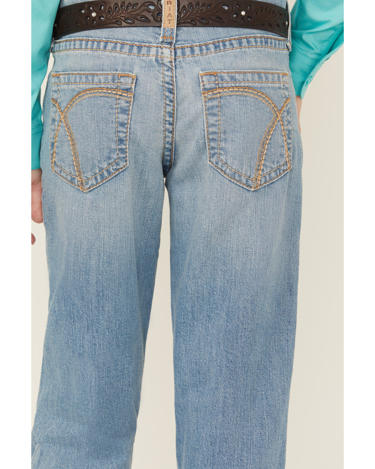 Image #4 - Ariat Girls' Hasley Bootcut Stretch Denim Jeans, Light Wash, hi-res