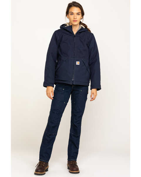 Image #6 - Carhartt Women's FR Full Swing Quick Duck Sherpa-Lined FR Jacket, Navy, hi-res