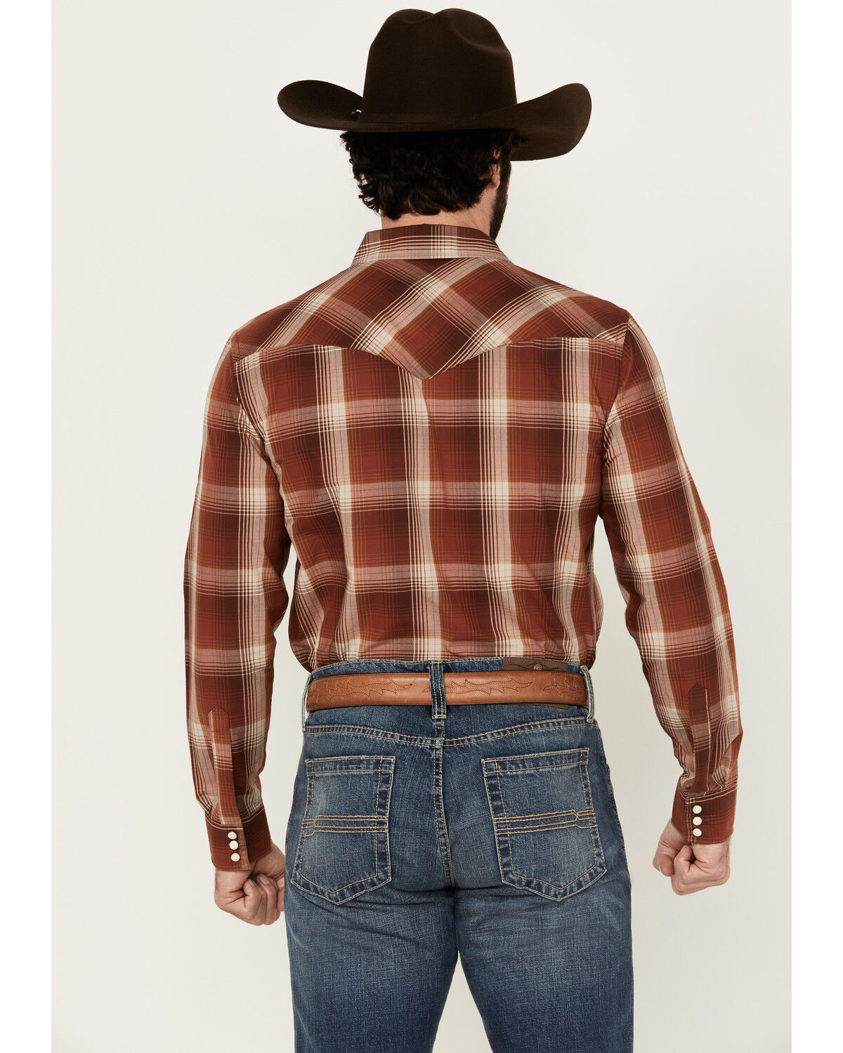 Image #4 - Pendleton Men's Frontier Plaid Print Long Sleeve Snap Western Shirt, Red, hi-res