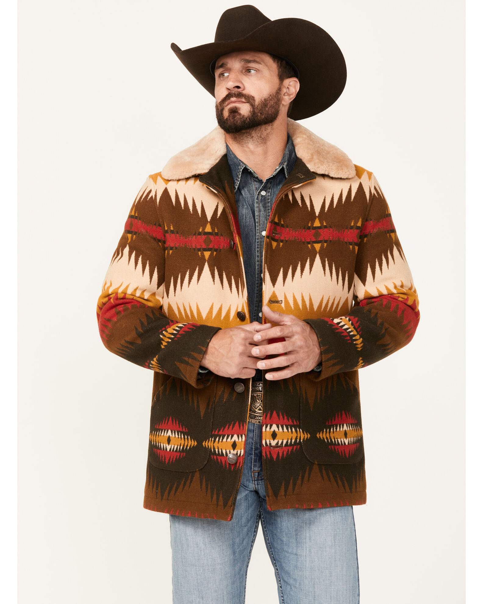 Pendleton Men s Multicolor Striped Brownsville Button Down Long Coat